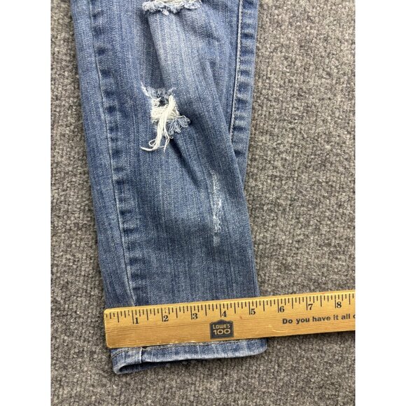 Guess Jeans Jeans Womens 27 Blue Distressed Ripped Denim Bib Overalls Skinny Leg - Picture 5 of 8
